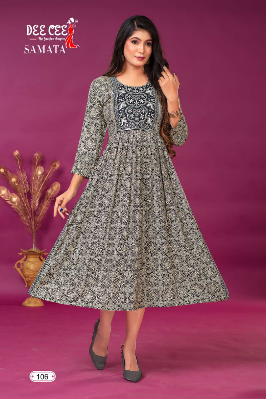 Dee Cee Samata Rayon Printed Kurtis Catalog